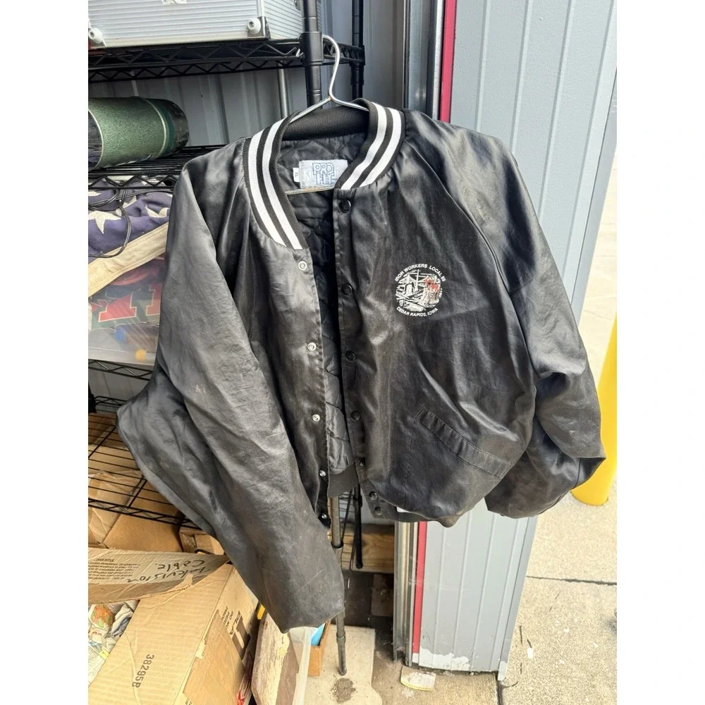 Vintage King Louie Iron Workers Local 89 Cedar Rapids Iowa Satin Jacket XL USA